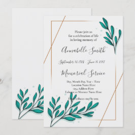 Greenery Blommigt Gold Foil Lövs Loving Memory Inbjudningar