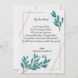 Greenery Blommigt Guld Foilwill bli min brud Inbjudningar