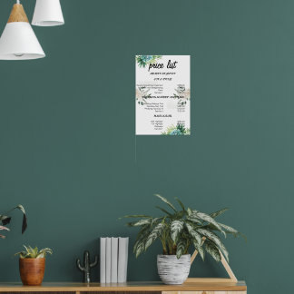 Greenery Blommigt Hair & Beauty Pris List Poster