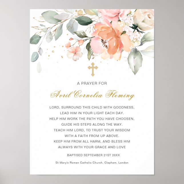 Greenery Blommigt Kor Baptism Poster (Framsidan)