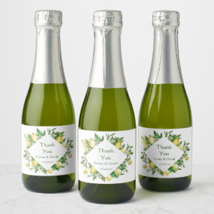 Greenery Blommigt Mini Sparkling Vin Flaska etiket