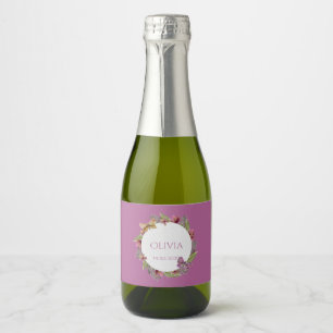 Greenery Blommigt Mini Sparkling Vin Labels