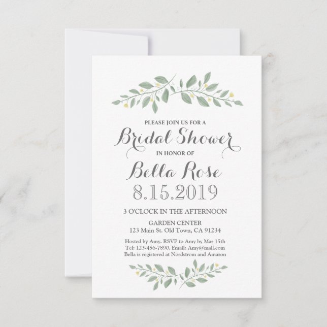 Greenery Blommigt Minimalist Möhippa Inbjudan (Framsida)