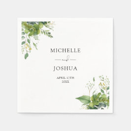 Greenery Blommigt Modern Elegant bröllop Pappersservett
