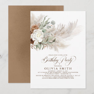 Greenery Blommigt Pampas Grass Boho Birthday Inbjudningar