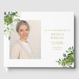 Greenery Blommigt Photo Funeral Memorial Gästböcker