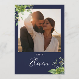 Greenery Blommigt Photo Navy Blue Bordsnummer