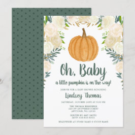 Greenery Blommigt Pumpkin Fall Baby Shower Inbjudningar