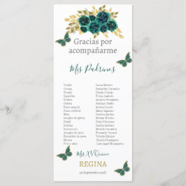 Greenery Blommigt Quinceañera Program