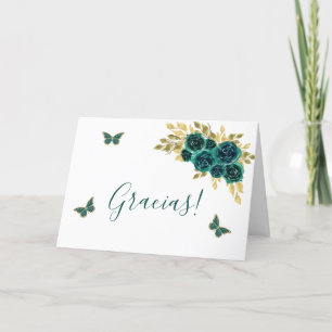 Greenery Blommigt Quinceañera - tackkort