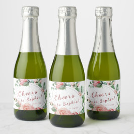 Greenery Blommigt Ro Mini Sparkling Vin Flaska La