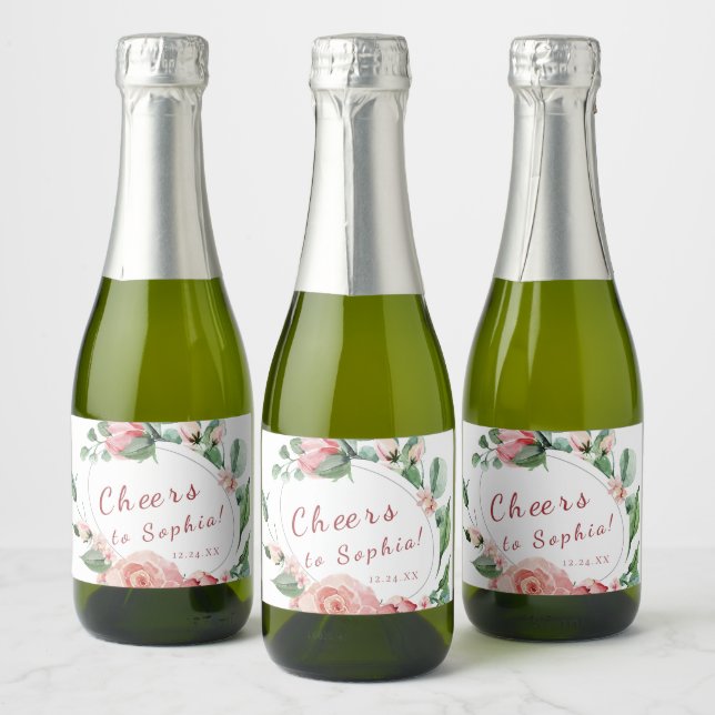 Greenery Blommigt Ro Mini Sparkling Vin Flaska La (Flaskor)