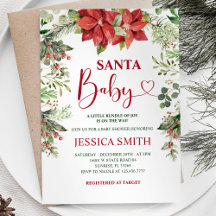 Greenery Blommigt Santa Baby Shower