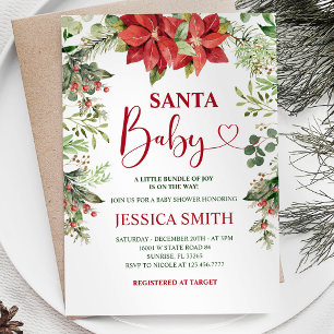 Greenery Blommigt Santa Baby Shower Inbjudningar