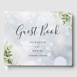 Greenery Blommigt Script Winter Wedding Gästböcker