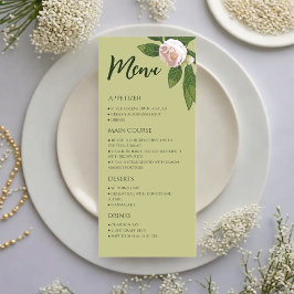 Greenery Blommigt Simple Elegant bröllop Menu