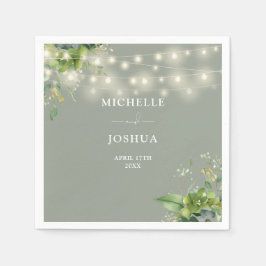 Greenery Blommigt String Ljus Sage Grönt Bröllop Pappersservett