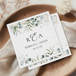 Greenery Blommigt Watercolor Bröllop Pappersservett