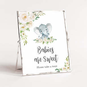Greenery Blommigt White Elephant Spädbarn är Sweet Poster