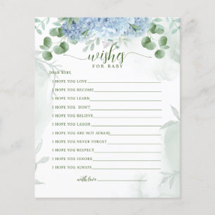 Greenery Blue hydrangea Önskemål for Baby Shower