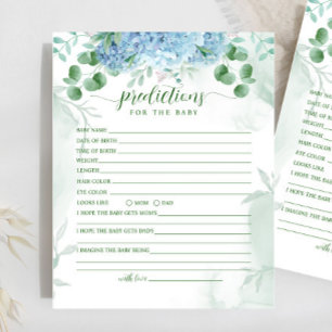 Greenery Blue hydrangea Prediction for Baby Shower