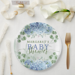 Greenery Blue hydrangea sin Boy Baby Shower
