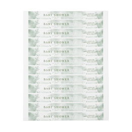 Greenery Blue hydrangea sin Boy Baby Shower Etikettband