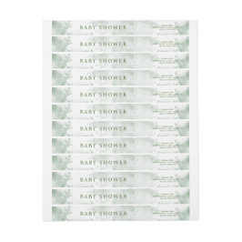 Greenery Blue hydrangea sin Boy Baby Shower Etikettband