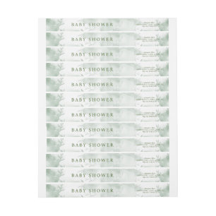 Greenery Blue hydrangea sin Boy Baby Shower Etikettband
