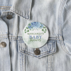 Greenery Blue hydrangea sin Boy Baby Shower Knapp