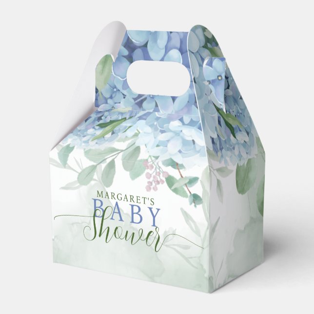 Greenery Blue hydrangea sin Boy Baby Shower Presentaskar (Framsidan Sidan)