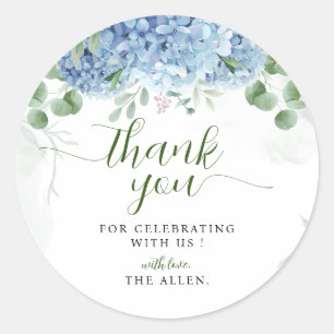 Greenery Blue hydrangea Tack Baby Shower Runt Klistermärke