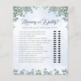 Greenery Blue Mamma eller Baby Shower Game