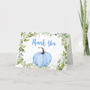 Greenery Blue Pumpkin Baby Shower Tack Kort