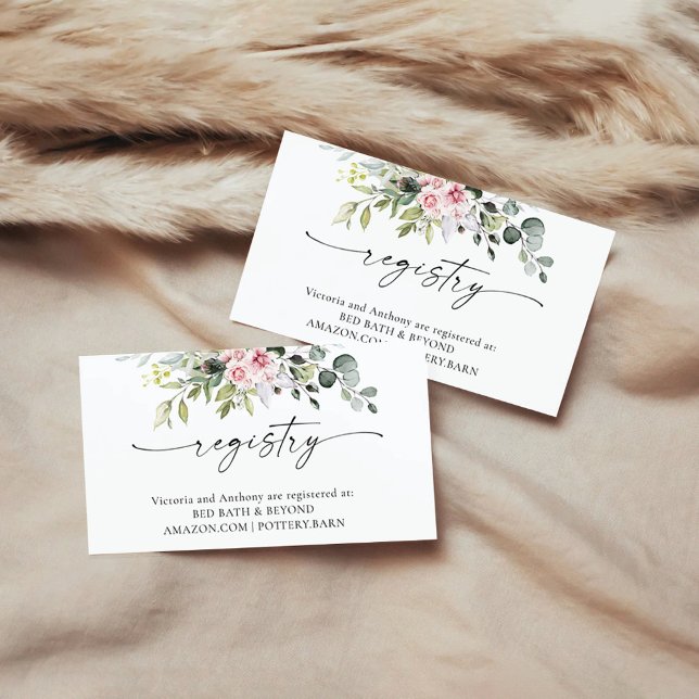 Greenery Blush Rosa Bebis Shower Presentregister Tilläggskort (Skapare uppladdad)