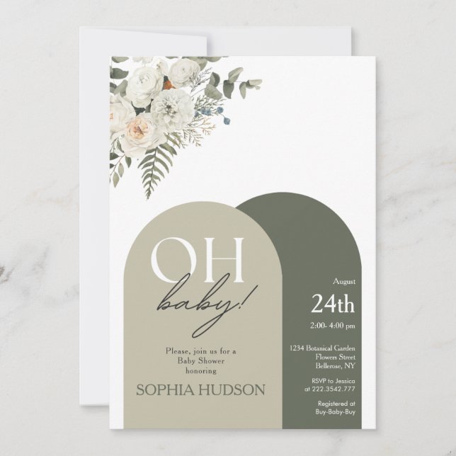 Greenery Boho Baby Shower Inbjudningar (Framsida)