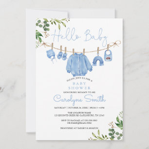 Greenery Boho Clothes Boy Shower Inbjudningar