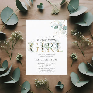Greenery Boho Eucalyptus Flicka Shower Inbjudan Vykort