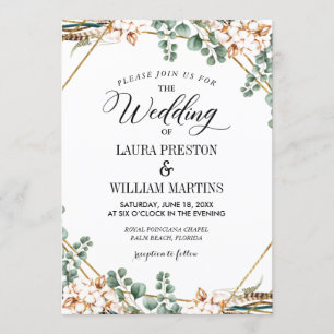 Greenery Boho Eucalyptus Glitter Ram Bröllop Inbjudningar