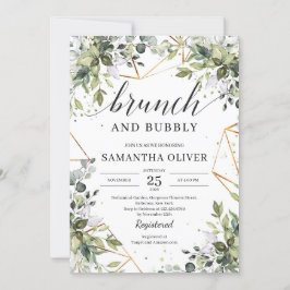 Greenery boho eucalyptus löv brunch och bubblor inbjudningar
