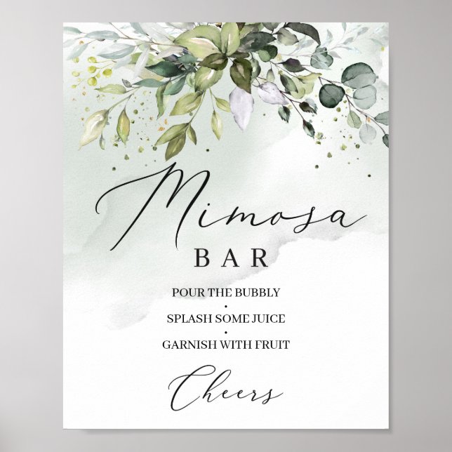 Greenery boho foliage eucalyptus mimosa pub tecken poster (Framsidan)