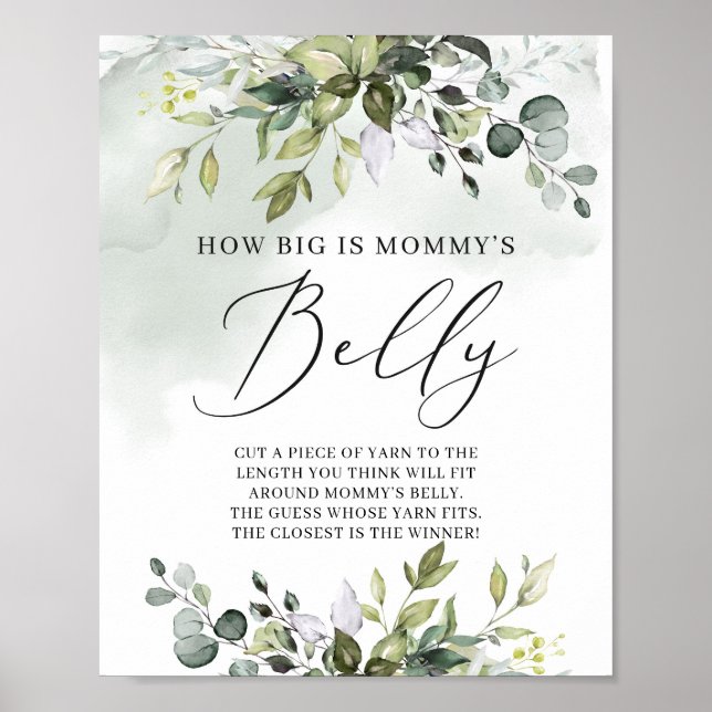 Greenery boho hur stort är mamma Bbelly-signerings Poster (Framsidan)