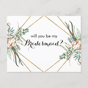 Greenery Boho kommer du att bli mitt Bridesmaid-ko Helg Vykort