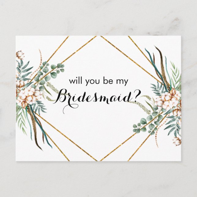 Greenery Boho kommer du att bli mitt Bridesmaid-ko Helg Vykort (Framsida)