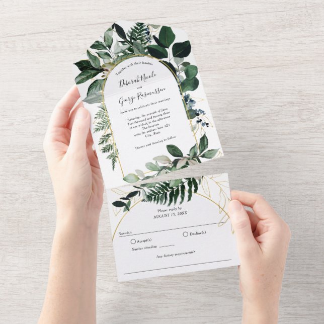 Greenery Boho Modern Arch, Garden Wedding (Tearaway)