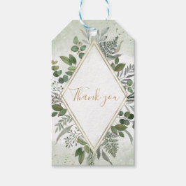 Greenery boho sage geometric wedding thank you presentetikett