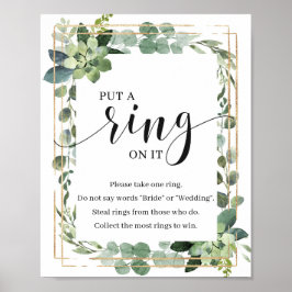 Greenery boho Succulent Sätt ring på spelskylten Poster