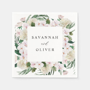 Greenery Boho Tropical Blommigt Namn Pappersservett