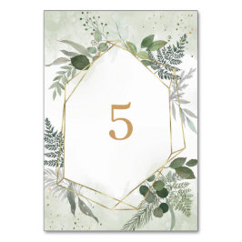 Greenery boho watercolour gold geometric wedding bordsnummer