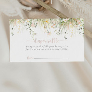 Greenery Boho Wildblomblare Raffle Biljett Tilläggskort